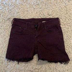 Maroon Denim Shorts